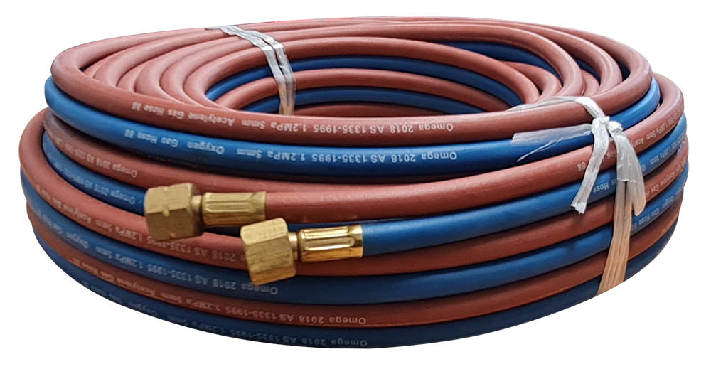 Top Gun Omega Oxygen / Acetylene Fitted 5mm Twin Hose